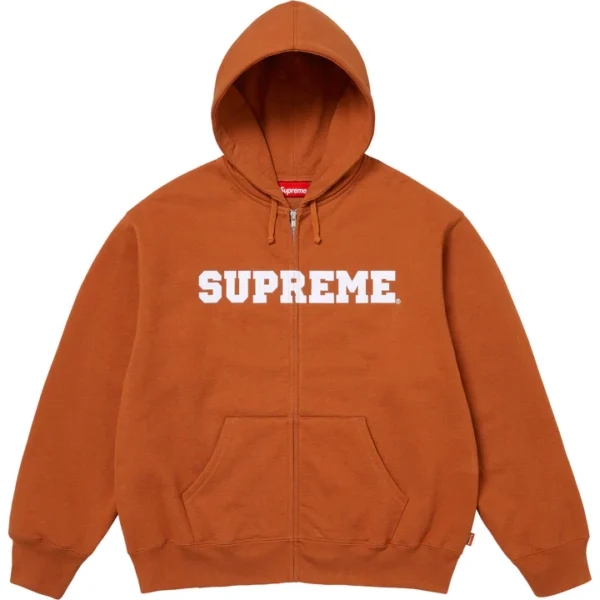 Collegiate Appliqué Zip Up Hooded Sweatshirt Rusk