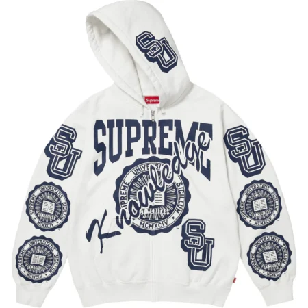 KnowLedge Rrigns Zip Up Hooded Sweatshirt White