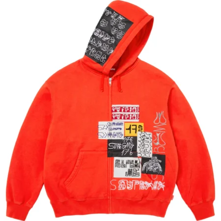 176 Zip Up Hooded Sweatshirt Bright Orange
